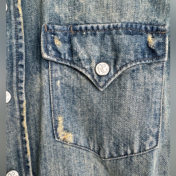 Ralph Lauren Distressed Denim Shirt Size 4 - Picture 4 of 7
